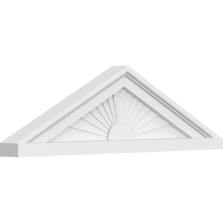 Ekena Millwork Peaked Cap Sunburst Architectural Grade PVC Pediment, 24"W x 7"H x 2"P (Pitch 6/12) PEDPS024X070PKC01